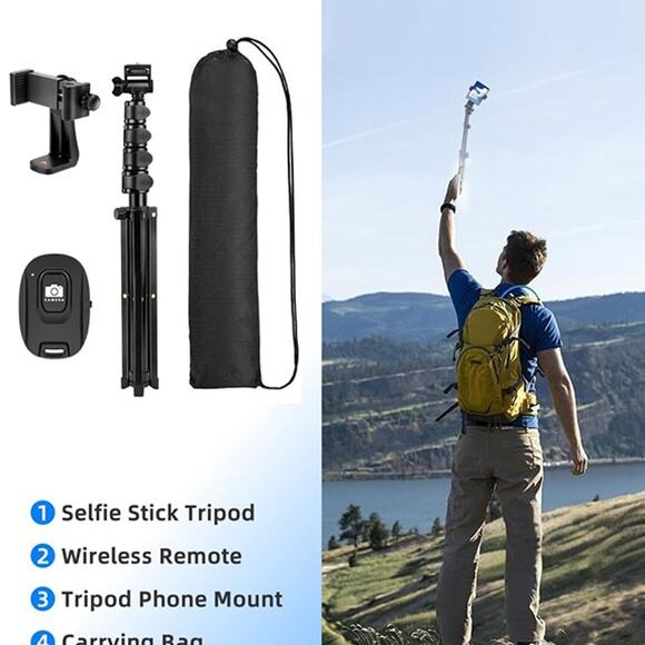 70" Phone Tripod & Selfie Stick, Extendable Cell Phone Tripod Stand - Picture 3 of 3